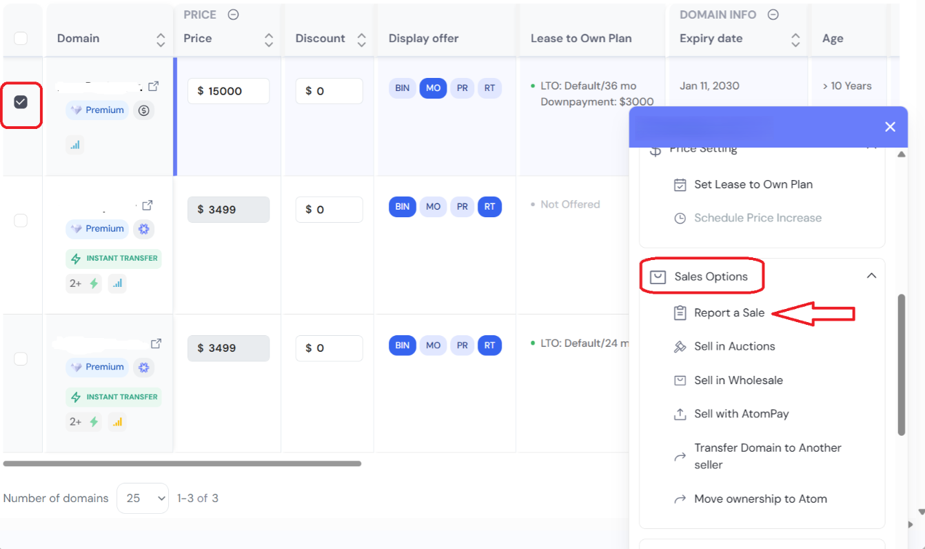 Actions Dropdown